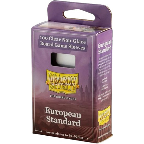 ARCT60204 100 x Clear Non-Glare Standard European Card Sleeves (Dragon Shield) published by Arcane Tinmen