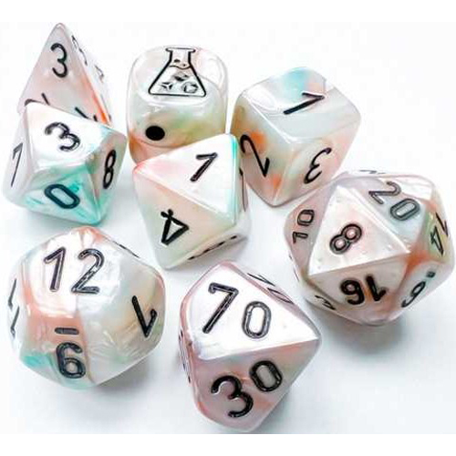 CHX30056 Chessex Lustrous Polyhedral 7-Die Set: Sea Shell with Black Luminary published by Chessex