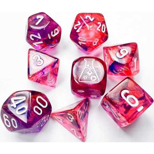 CHX30057 Chessex Nebula Polyhedral 7-Die Set: Black Light Special with White published by Chessex