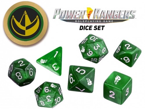DMGRGS2340 Power Rangers RPG: Green Dice Set (Damaged) published by Renegade Game Studios