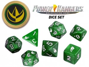 DMGRGS2340 Power Rangers RPG: Green Dice Set (Damaged) published by Renegade Game Studios