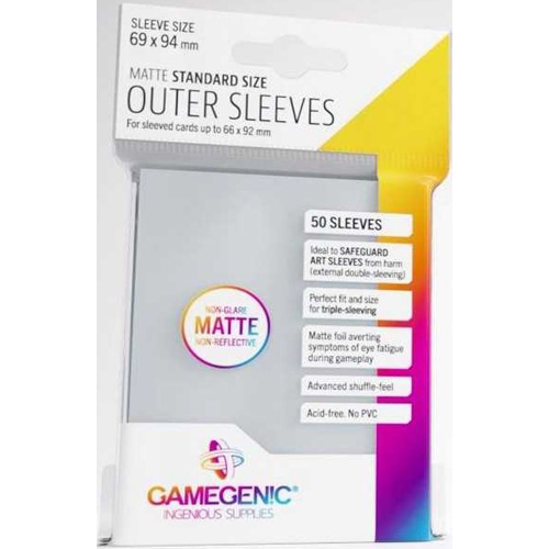 GGS10129ML 50 x Clear Matte Standard Size Outer Sleeves (Gamegenic) published by Gamegenic