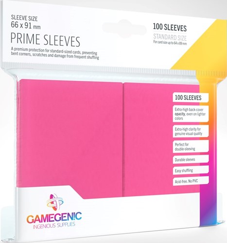 100 x Pink Prime Standard Card Sleeves 63.5mm x 88mm (Gamegenic)