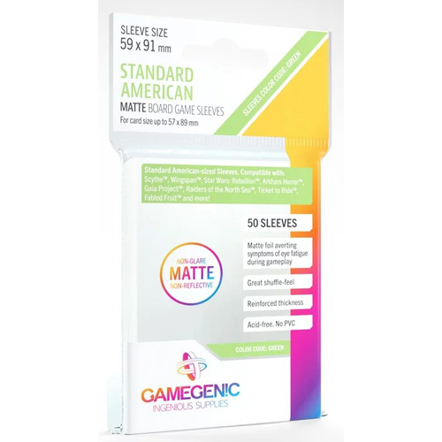 50 x Clear Matte Standard American Card Sleeves 59mm x 91mm (Gamegenic)