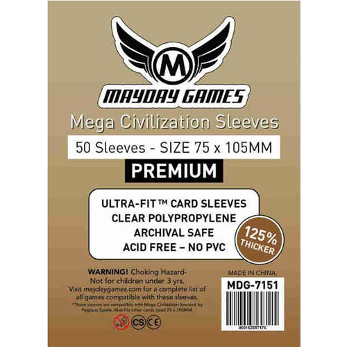 MDG7151 50 x Mega Civilisation Sleeves 75mm x 105mm (Mayday Premium) published by Mayday Games