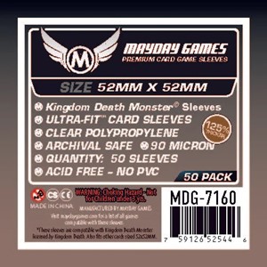 MDG7160 50 x Clear Premium Kingdom Death Monster Card Sleeves 52mm x 52mm published by Mayday Games