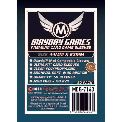MDG7163 50 x Clear Premium Everdell Mini Compatible Sleeves 44mm x 63mm published by Mayday Games