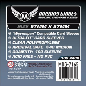 MDG7165 100 x Clear Standard Wyrmspan Compatible Card Sleeves 57 x 57mm published by Mayday Games