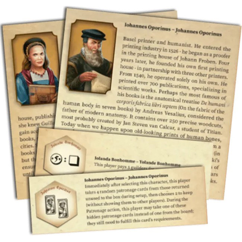 POR2221CHAR Gutenberg Board Game: Yolande And Johannes Characters Mini Expansion published by Portal Games