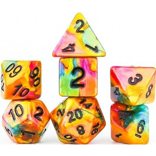 SDZ000905 Rainbow Gold Polyhedral Dice Set published by Sirius Dice