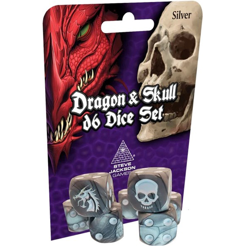 SJ590015 Dragon And Skull D6 Dice Pack - Silver published by Steve Jackson Games