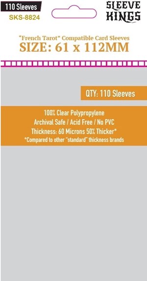 SKS8824 110 x French Tarot Card Sleeves (61mm x 112mm) published by Sleeve Kings