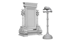 2!WZK73367S Pathfinder Deep Cuts Unpainted Miniatures: Mirror And Bird On Stand published by WizKids Games