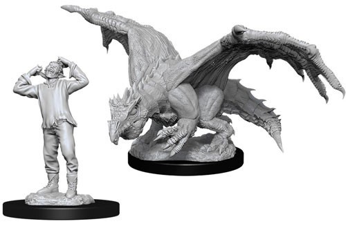 Dungeons And Dragons Nolzur's Marvelous Unpainted Minis: Green Dragon Wyrmling And Afflicted Elf